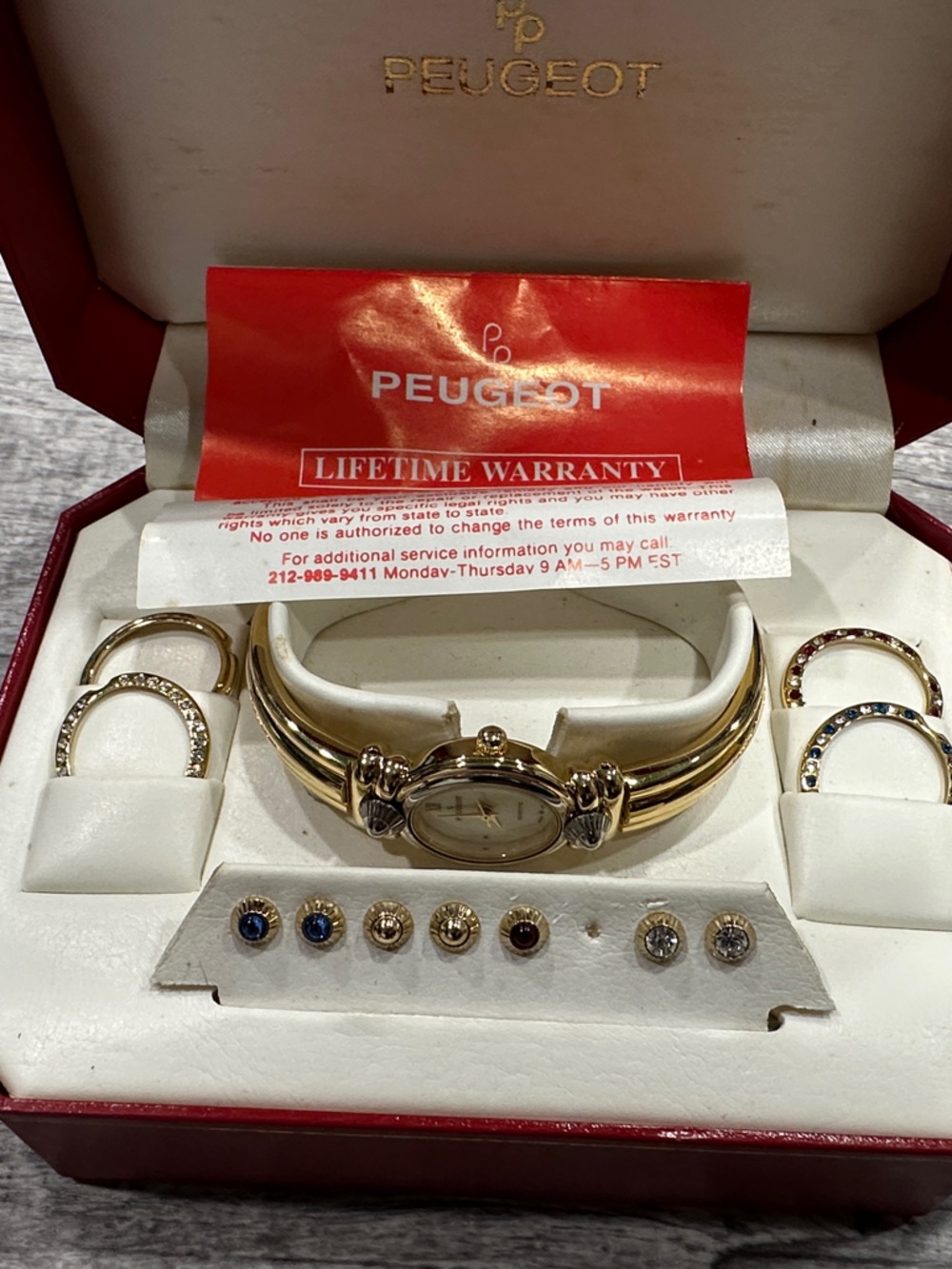Peugeot Gold Women's Bracelet Watch with Multicolor Accent Stones
